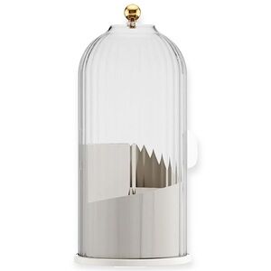 Elegant Clear and White Makeup Brush Vanity Organizer - 360° Rotating
